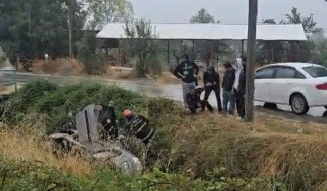 Bolu’da otomobil sulama kanalına uçtu: 1 yaralı
