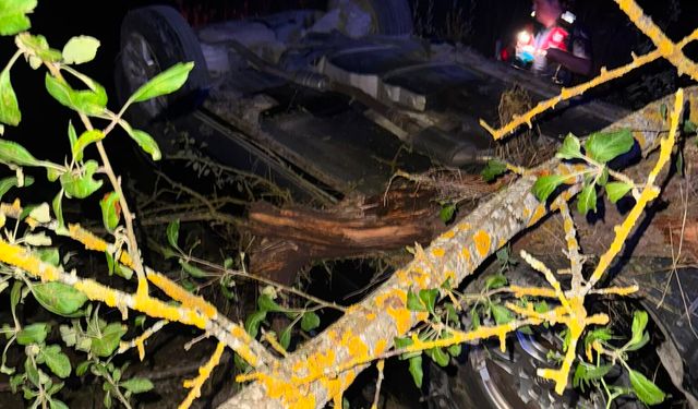 Yeniçağa'da takla atan otomobildeki 2 kişi yaralandı