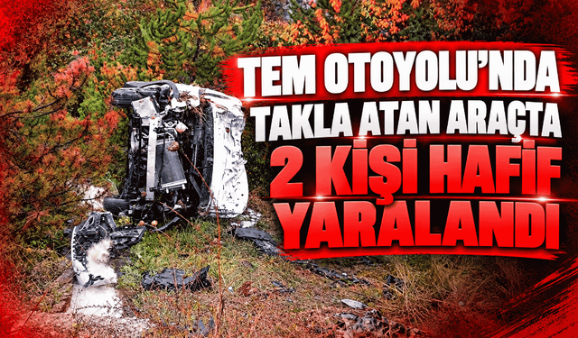 TEM Otoyolu’nda takla atan araçta 2 kişi hafif yaralandı