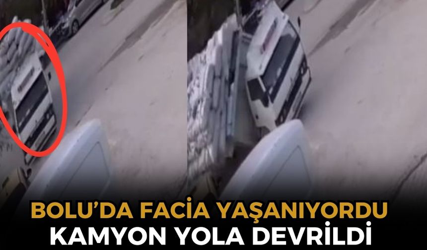 Çeltik çuvalı yüklü kamyon yan yattı