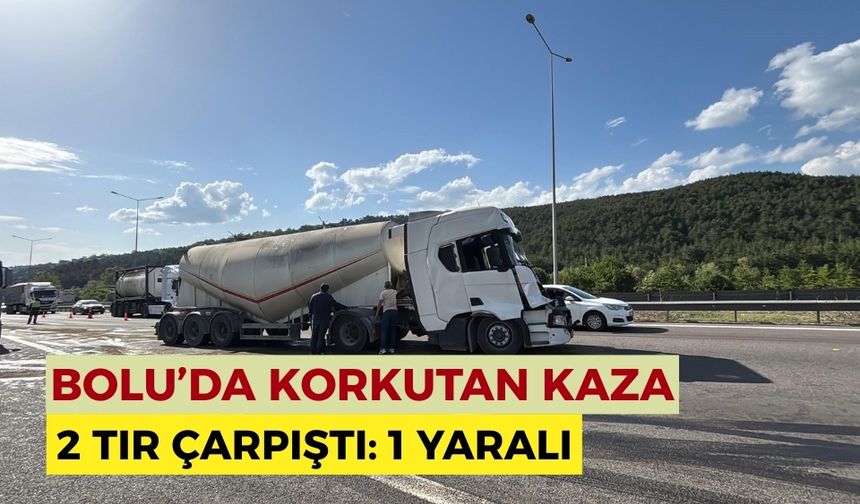 TEM Otoyolu'nda 2 tır çarpıştı: 1 yaralı