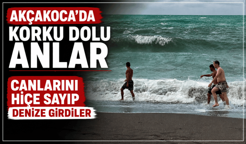 Akçakoca'da dalgalara rağmen denize girdiler