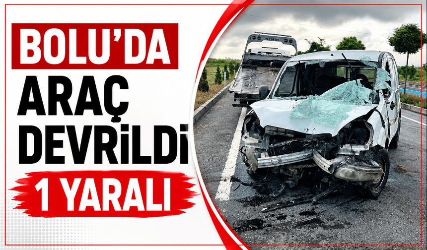 Bolu'da hafif ticari araç devrildi, sürücü yaralandı