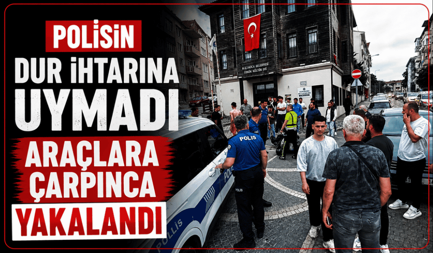 Polisin dur ihtarına uymadı, araçlara çarpınca yakalandı