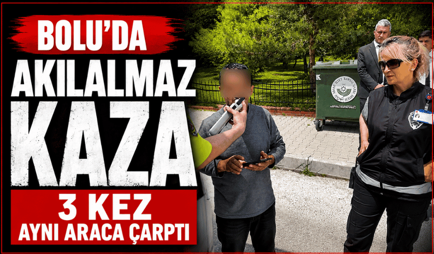 Yokuşta geri kayan araç aynı otomobile 3 kez çarptı