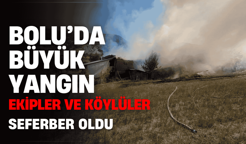 Ahır ve samanlık alev alev yandı: Ekipler ve köylüler seferber oldu