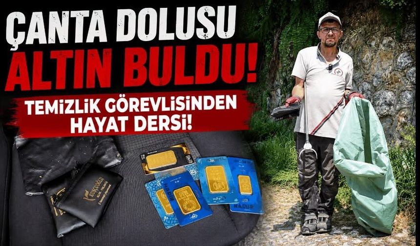Düzce’de, temizlik görevlisi, altın dolu çantayı polise teslim etti
