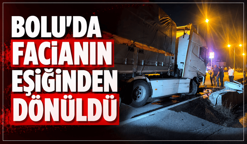 Kontrolden çıkan tır bariyerlere çarptı