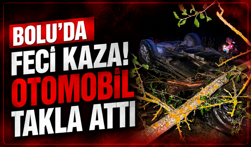 Yeniçağa'da takla atan otomobildeki 2 kişi yaralandı