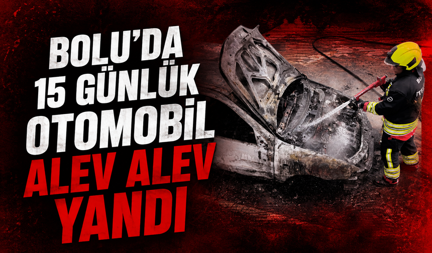 Bolu'da 15 gün önce aldığı otomobil, park halindeyken küle döndü