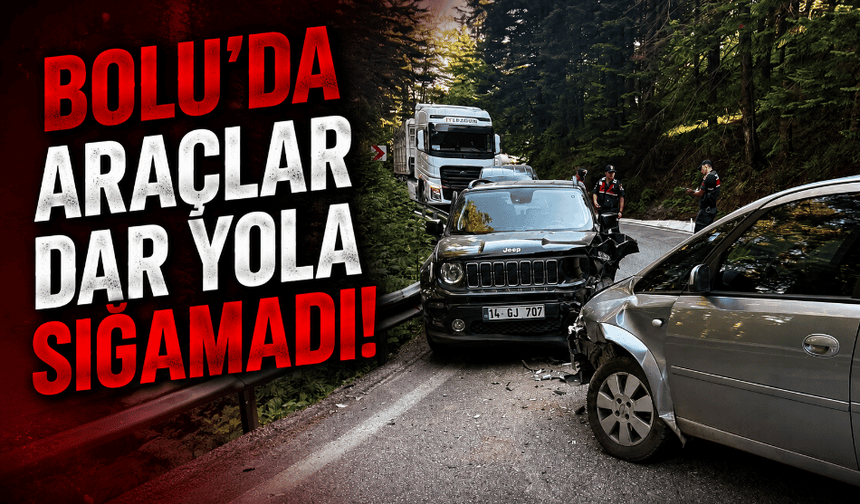 Bolu’da dar yola sığamayan araçlar, kafa kafaya çarpıştı