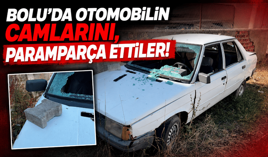Bolu’da otomobilin camlarını paramparça ettiler!