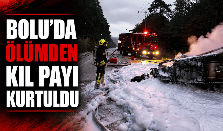 Devrilen otomobilin sürücüsü ölümden kıl payı kurtuldu