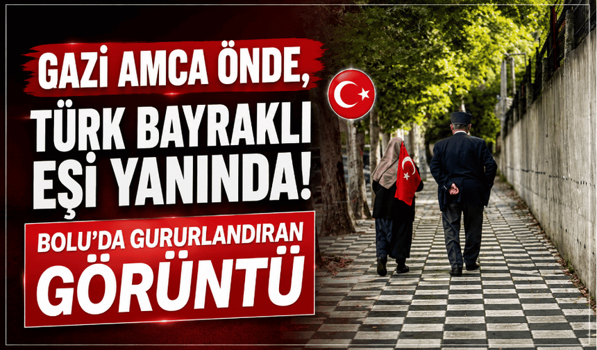 Omzuna Türk bayrağını aldı, gazi eşiyle törene yürüdü