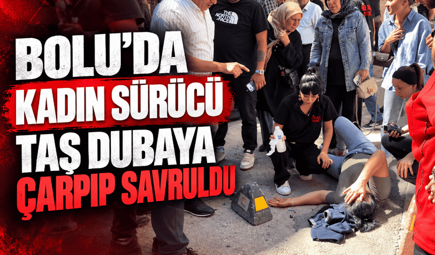 Otomobile çarpmamak için manevra yaptı, taş dubaya çarpıp savruldu