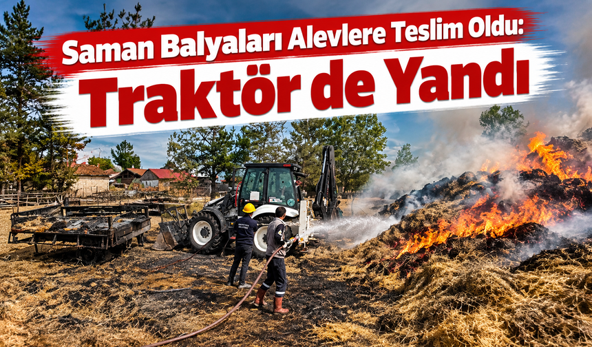 Saman Balyaları Alevlere Teslim Oldu: Traktör de Yandı