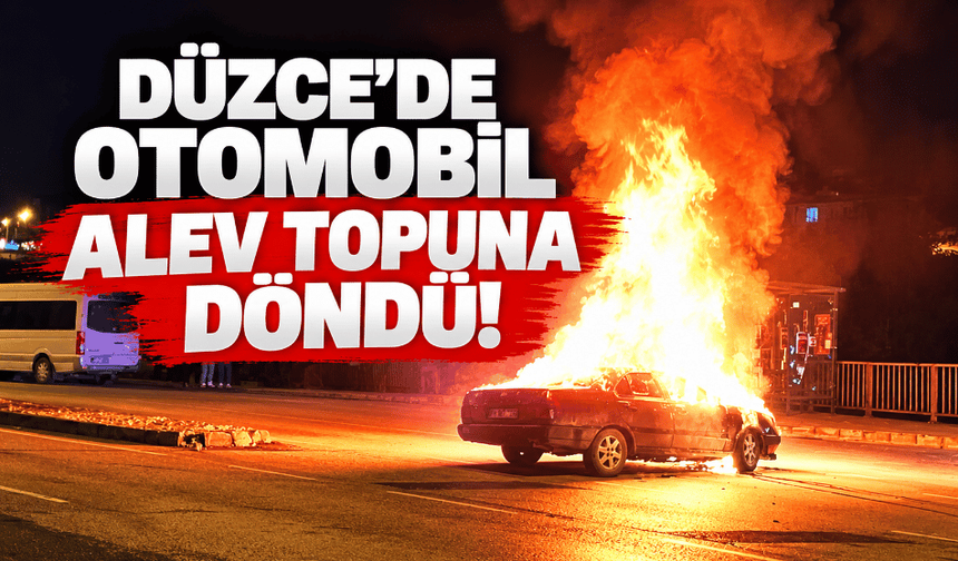 Düzce’de otomobil alev topuna döndü