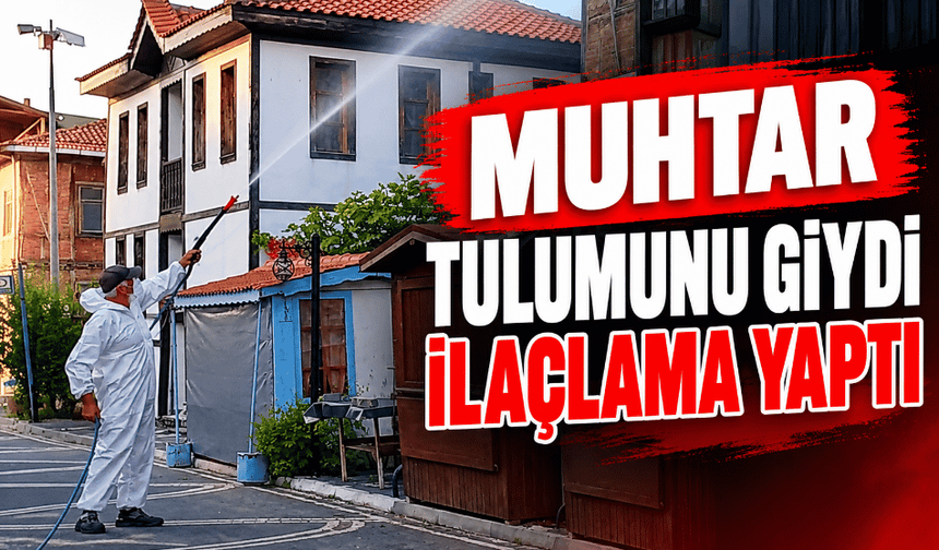 Muhtar tulumunu giydi ilaçlama yaptı