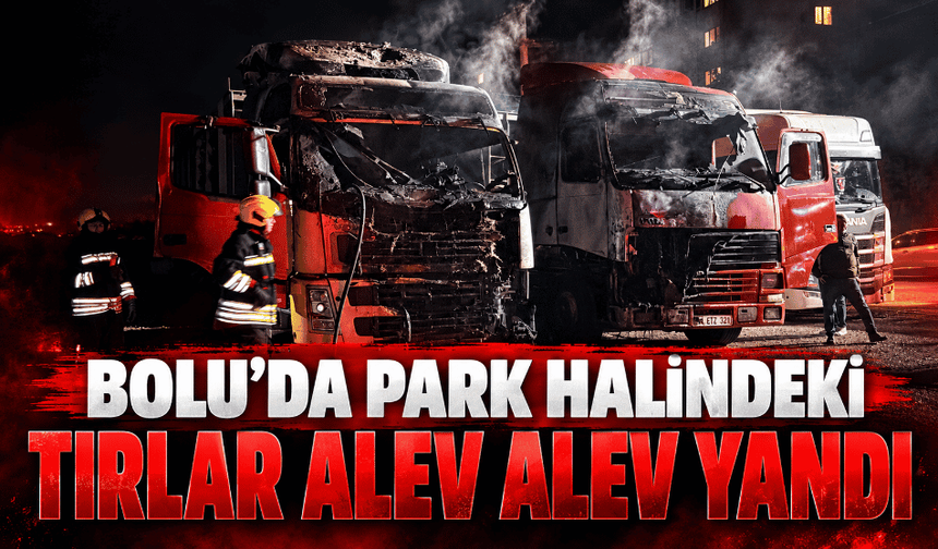 Park halindeki tırlar alev alev yandı