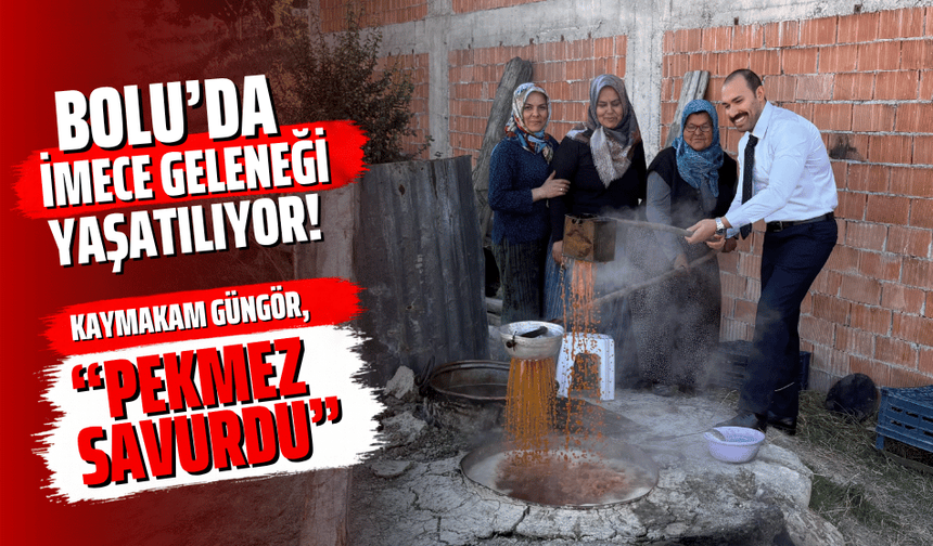 Seben Kaymakamı Güngör, köylülerle birlikte pekmez kaynattı
