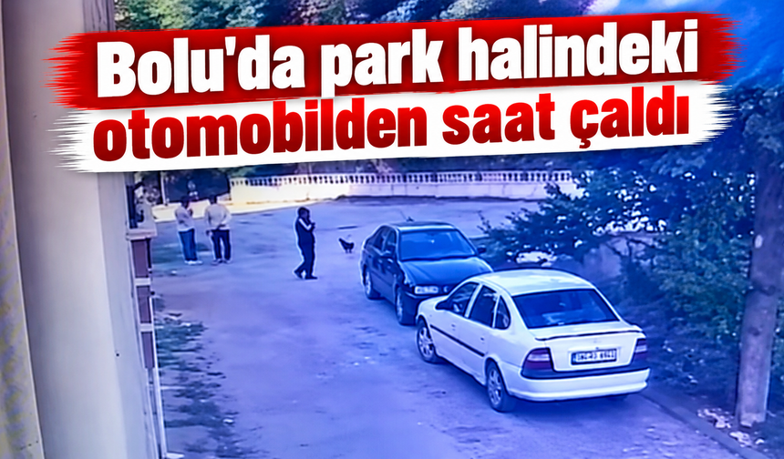 Bolu'da park halindeki otomobilden saat çaldı