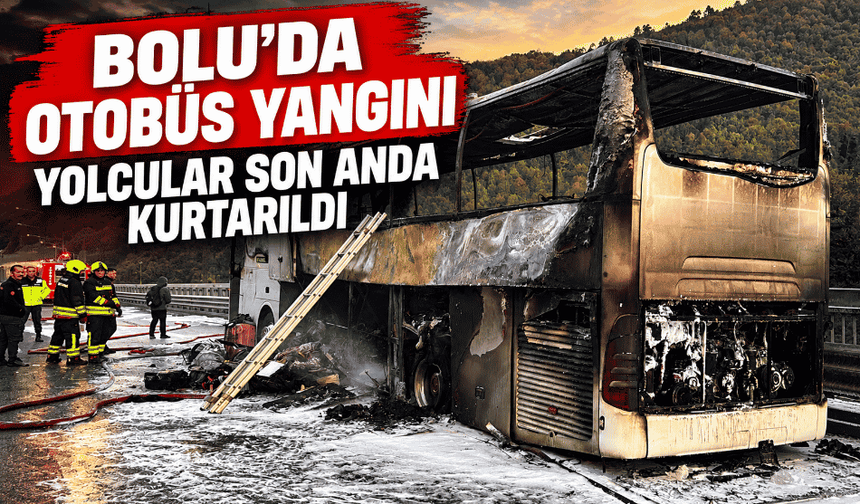 Yolcular kıl payı kurtuldu otobüsün iskeleti kaldı