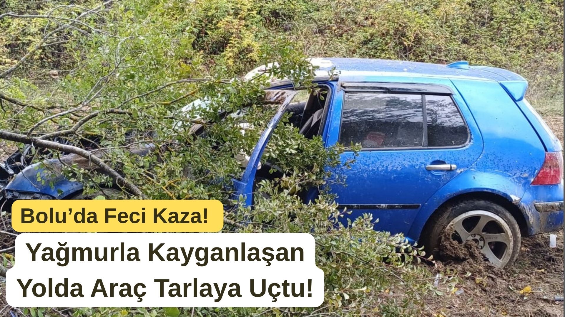 Otomobil tarlaya uçtu, hurdaya döndü!