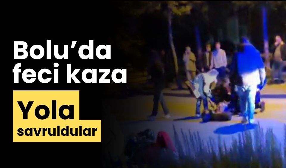Bolu’da feci kaza yola savruldular