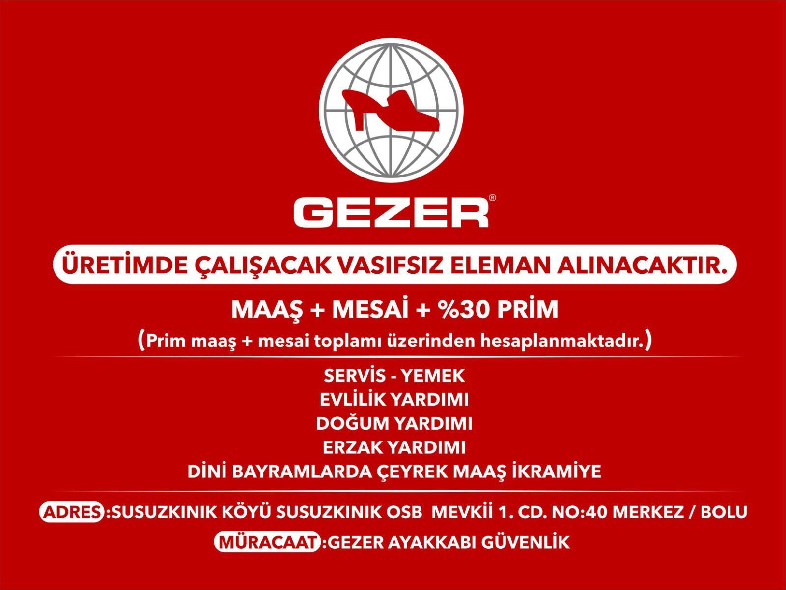 Bolu’da Gezer Ayakkabı’ya Bayan Paketleme Elemanı Alınacak