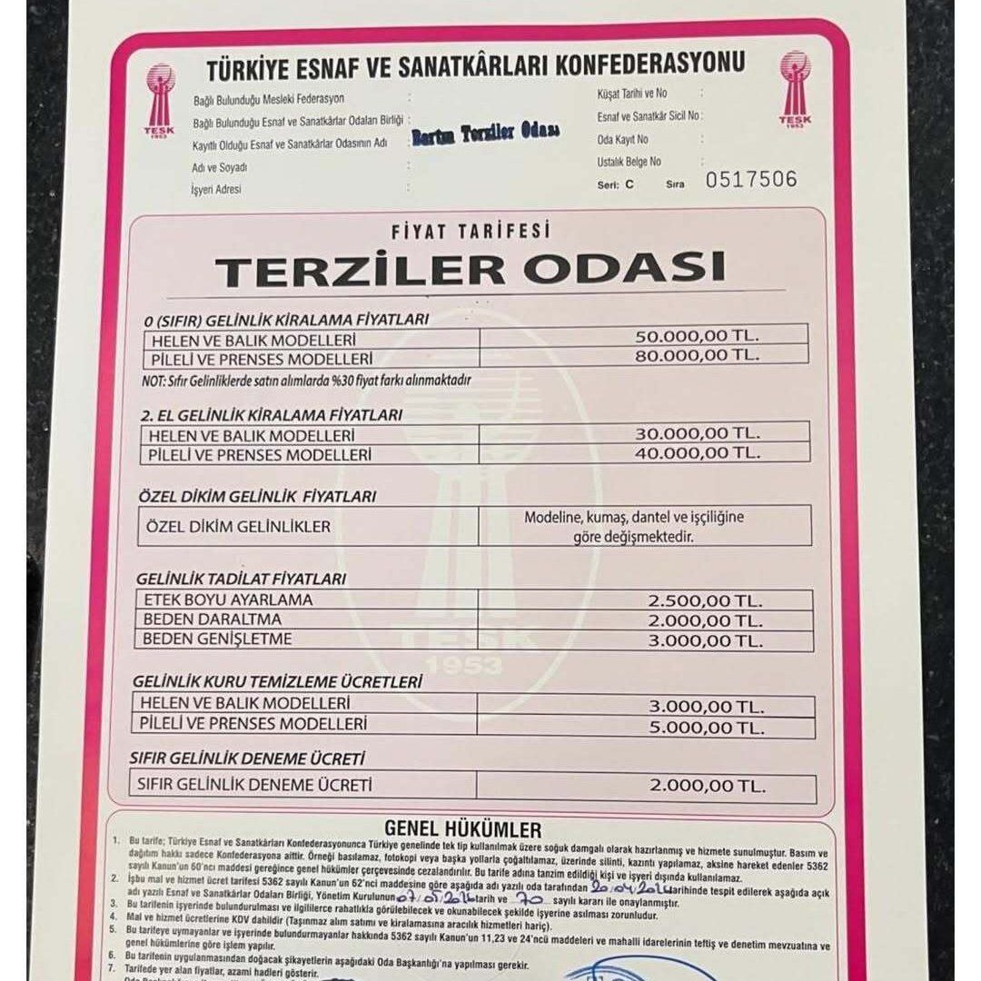 Gelinlik Denemek Artık Ücretli Oldu! Resmi Tarife Yayımlandı1
