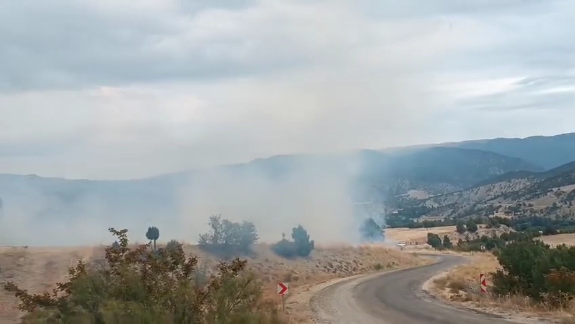 Bolu’da arazi yangını ormanlık alana ulaşmadan söndürüldü